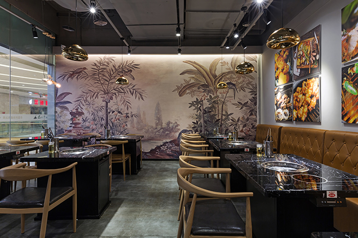 200平米自助烤肉店铺用餐区装修效果
